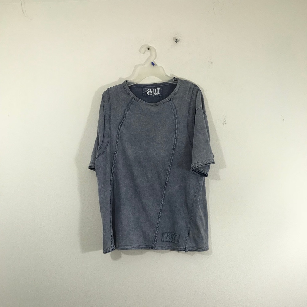 Bilt Blue Gray Acid Wash Distressed Tee Men’s XL